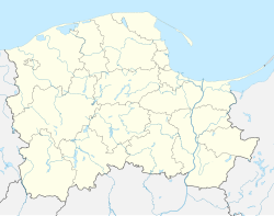 Mapa konturowa województwa pomorskiego, u góry nieco na prawo znajduje się punkt z opisem „Multimedia Polska S.A.”