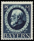 blue-green stamp of Ludwig III (a man with a beard shown in profile, facing left), surrounded by a wreath