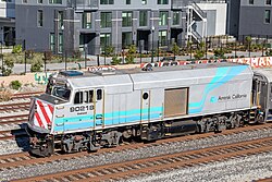 White and blue locomotive