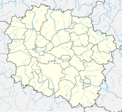 Mapa konturowa województwa kujawsko-pomorskiego, u góry znajduje się punkt z opisem „TVK SM”