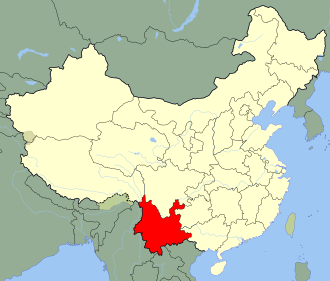 Kart som viser Yunnan.