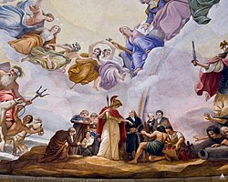 Uno degli affreschi de L'Apoteosi di George Washington