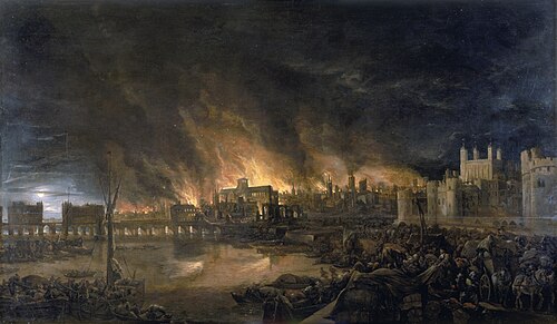 Das Große Feuer von London am Dienstag, dem 4. September