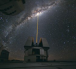 First place: In mid-August 2010 ESO Photo Ambassador Yuri Beletsky snapped this amazing photo at ESO’s Paranal Observatory. A group of astronomers were observing the centre of the Milky Way using the laser guide star facility at Yepun, one of the four Unit Telescopes of the Very Large Telescope (VLT). (POTD) – Credit: Yuri Beletsky (ESO). (ESO – CC-BY-SA-3.0)