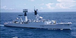 HMS&nbsp;Lincoln&nbsp;(F99), a Salisbury-class frigate, in 1972