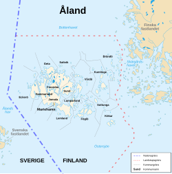 O arquipélago de Åland, situado entre a Suécia e a Finlândia