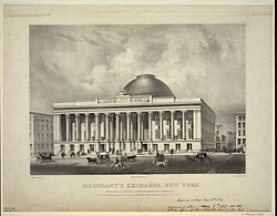 Sketch of 55 Wall Street as it appeared in 1842