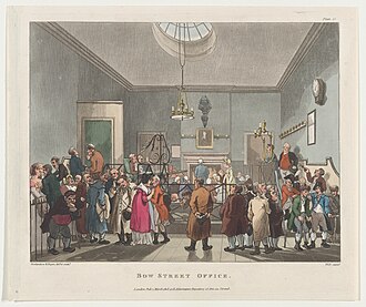 Bow Street Magistrate's Courtroom at 4 Bow Street, in London.