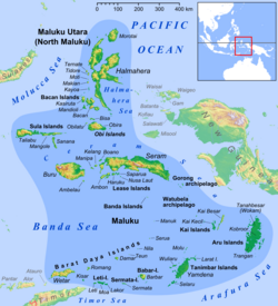 Mapa Moluckých ostrovů (anglicky)
