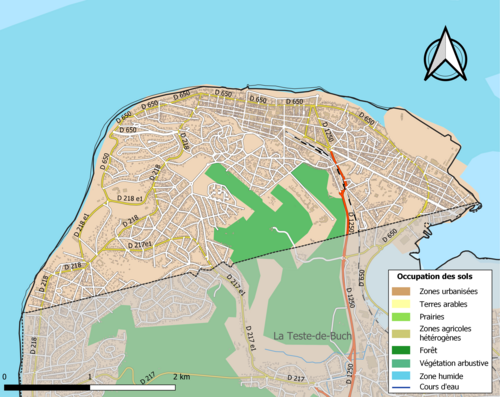 Carte en couleurs présentant l'occupation des sols.