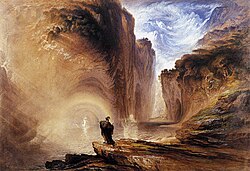 painting of a man reaching towards nature