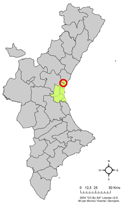 Localização do município de Rafelbunyol na Comunidade Valenciana