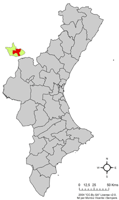 Localização do município de Ademuz na Comunidade Valenciana