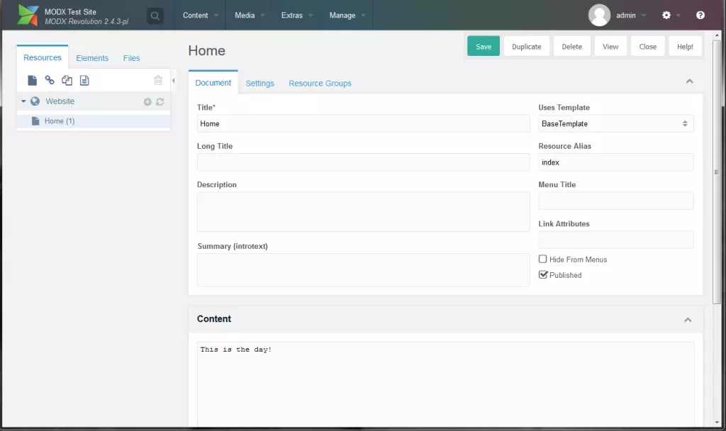 Edit home resource
