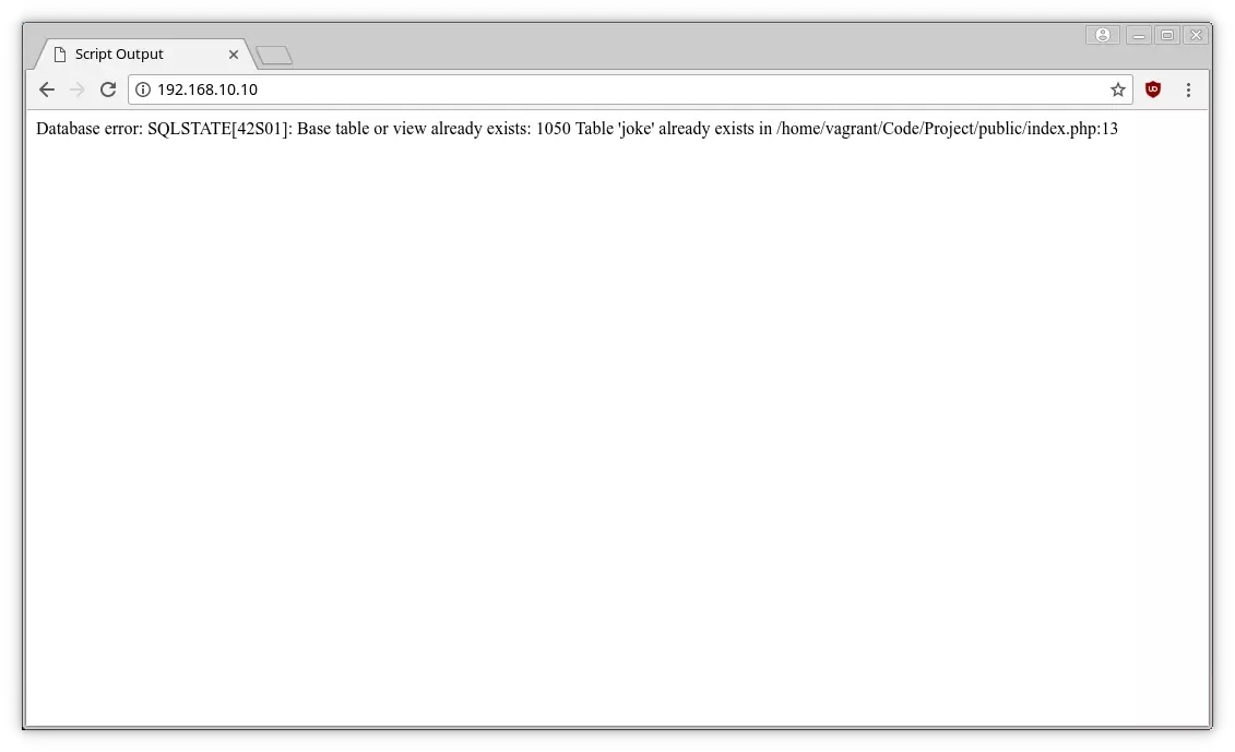 The CREATE TABLE query fails because the table already exists