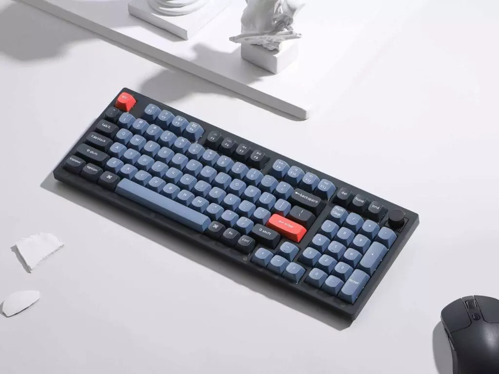 A mechanical keyboard on a desk