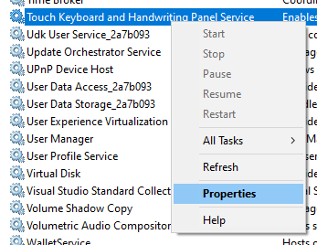 service properties