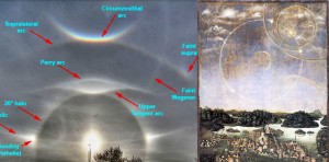 The sun dog on the right was interpreted as an omen omen of God's revenge on King Gustav Vasa