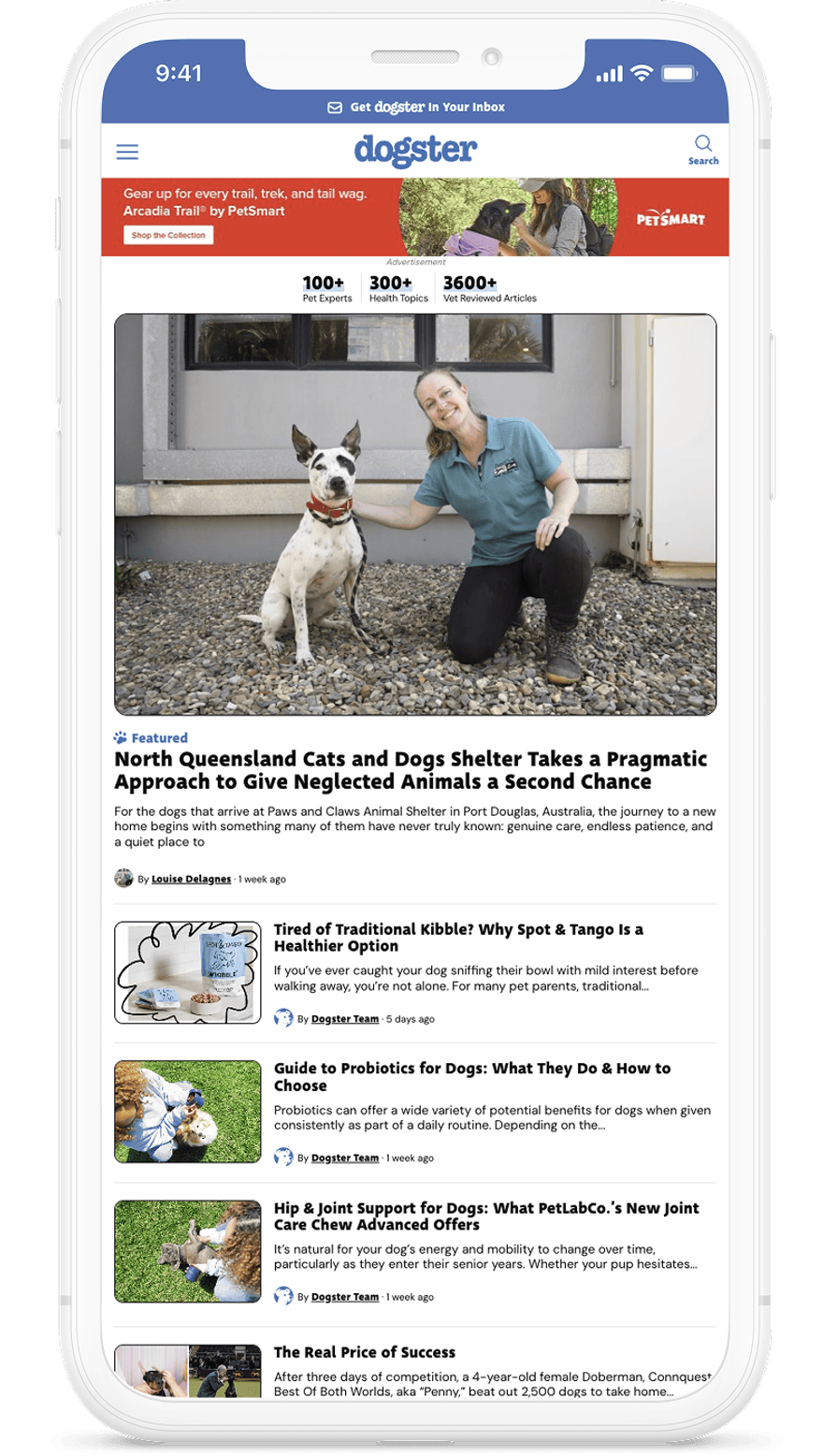 The Dogster app on a phone
