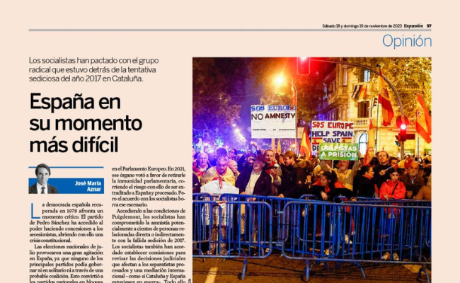 España en su momento más difícil | Artículo en ‘Expansión’