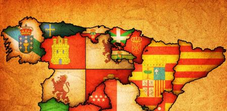 El mapa de España con las banderas autonómicas. 