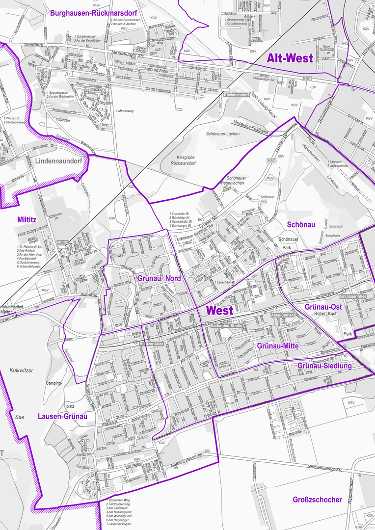 Stadtplan der Stadt Leipzig mit Stadtbezirken und Ortsteilen Stadtplan der Stadt Leipzig mit Stadtbezirken und Ortsteilen