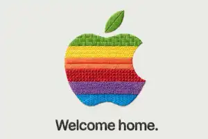 stitched Apple logo with Welcome Home below