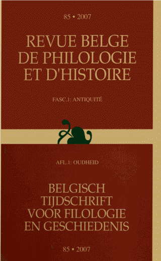 vignette collection Revue belge de Philologie et d'Histoire vignette collection Revue belge de Philologie et d'Histoire