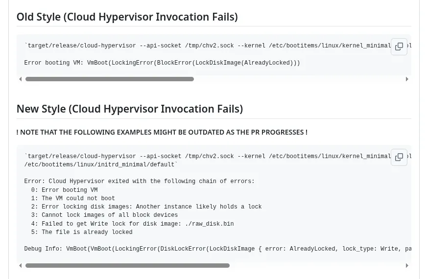 Cloud Hypervisor error messages