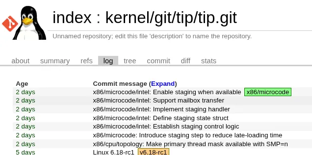 Intel staging microcode patches