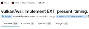 Vulkan VK_EXT_present_timing Merged To Mesa 26.1 For X11 & Wayland