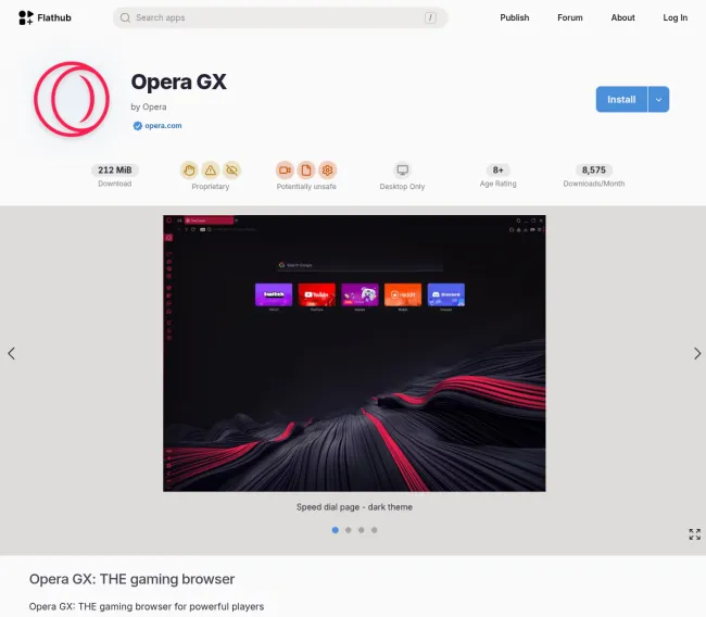 Opera GX on Flathub