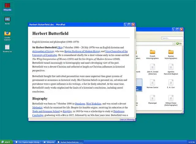 Uno screenshot di Wikipedia File Explorer