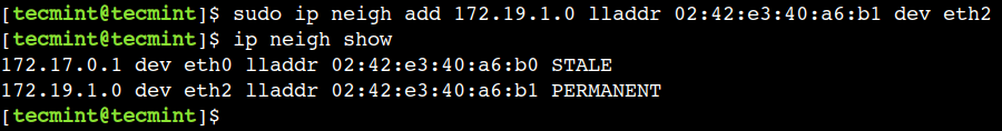 Add ARP Cache in Linux